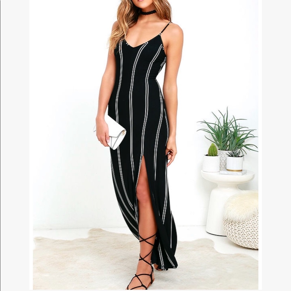 Black and white stripe maxi dress